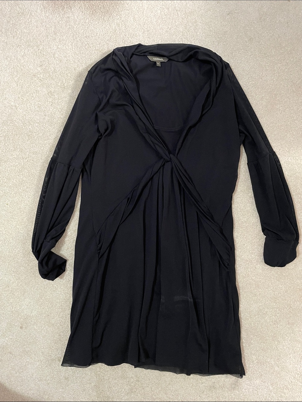 Black lightweight long sleeve mini dress or tunic